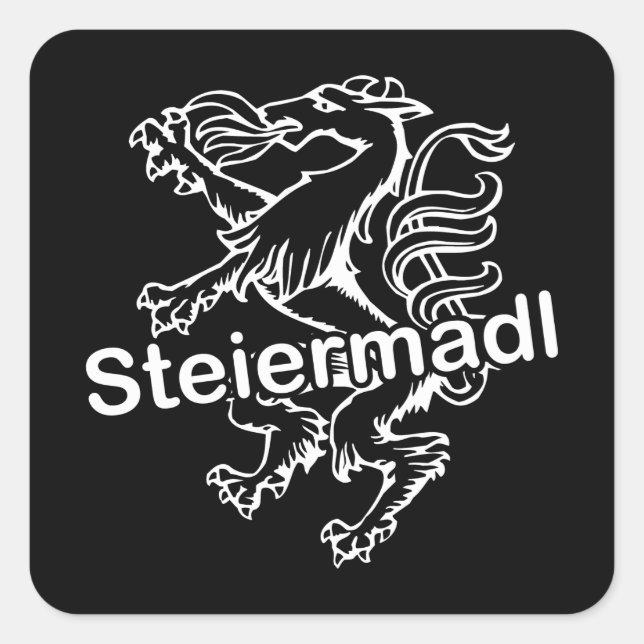 Pegatina Cuadrada Steirermadl Wappen Panther Steiermark Österreich (Anverso)