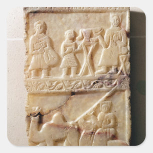 Pegatina Cuadrada Stela funerario, de Yemen