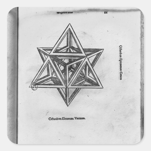 Pegatina Cuadrada Stella octangula, de 'De Divina Proportione' (Anverso)