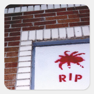Pegatina Cuadrada stencil de araña r.i.p.