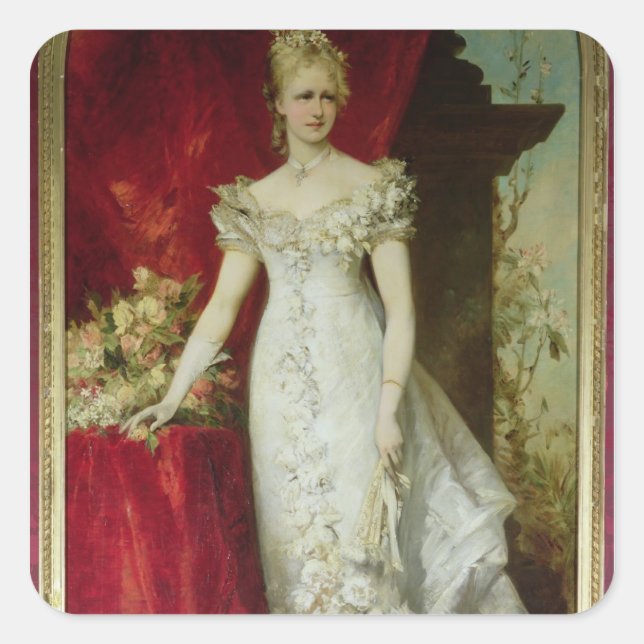 Pegatina Cuadrada Stephanie, princesa heredera de Bélgica (Anverso)