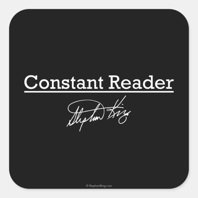 Pegatina Cuadrada Stephen King, lector constante (Anverso)