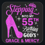 Pegatina Cuadrada Stepping Into My 55th Birthday With God's Grace An<br><div class="desc">Stepping Into My 55th Birthday With God's Grace And Mercy</div>