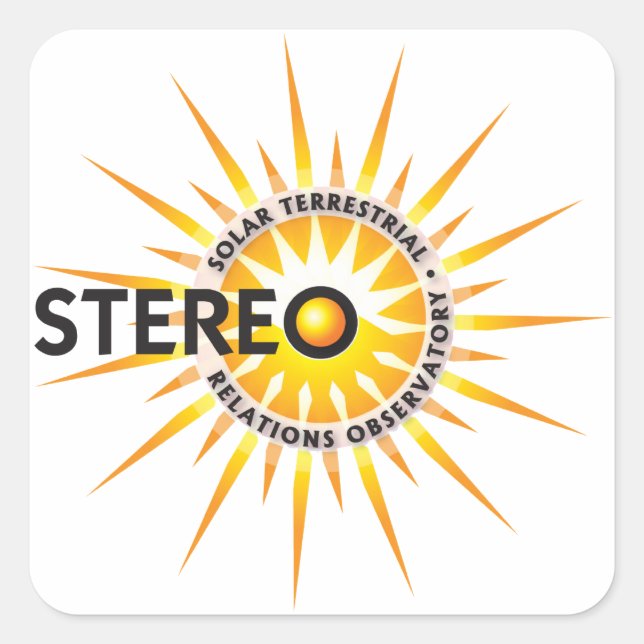 Pegatina Cuadrada STEREO (Observatorio de RElaciones terrestres sola (Anverso)