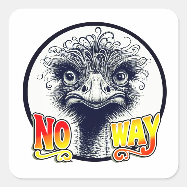 Pegatina Cuadrada "Stern Emu" No Way Sticker Sheet (Anverso)