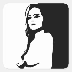 Pegatina Cuadrada Stern Face