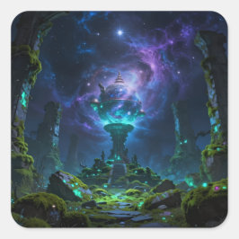 Pegatina Cuadrada Sternenpfad – Reise durch das Universum