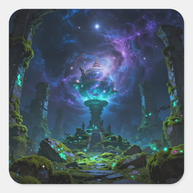 Pegatina Cuadrada Sternenpfad – Reise durch das Universum (Anverso)