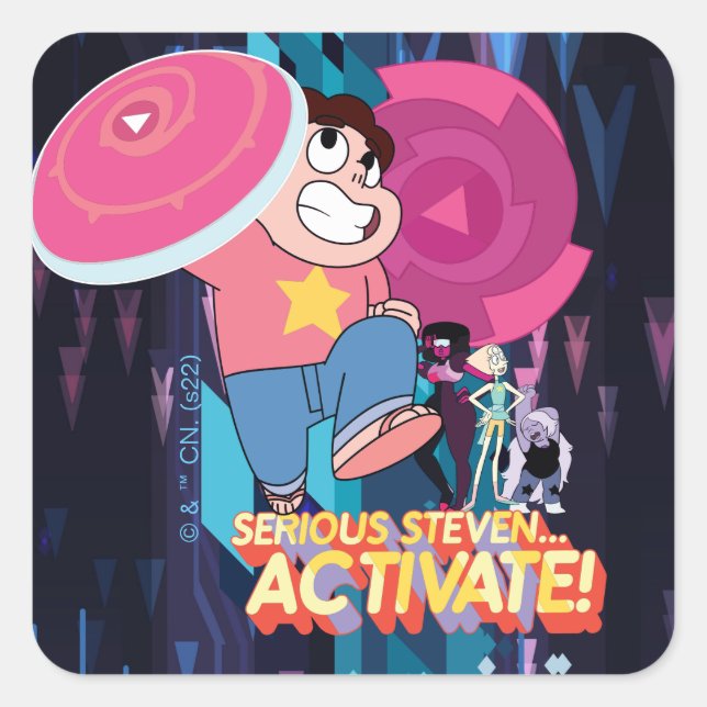 Pegatina Cuadrada Steven Universe | Steven serio... ¡Activa! (Anverso)
