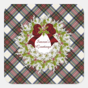 Pegatina Cuadrada Stewart Vestido moderno original escocés Tartán