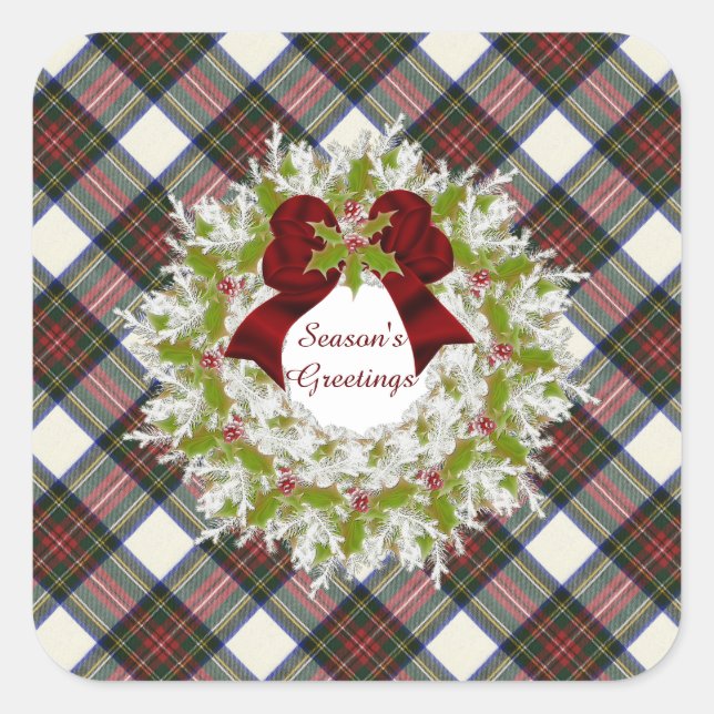 Pegatina Cuadrada Stewart Vestido moderno original escocés Tartán (Anverso)