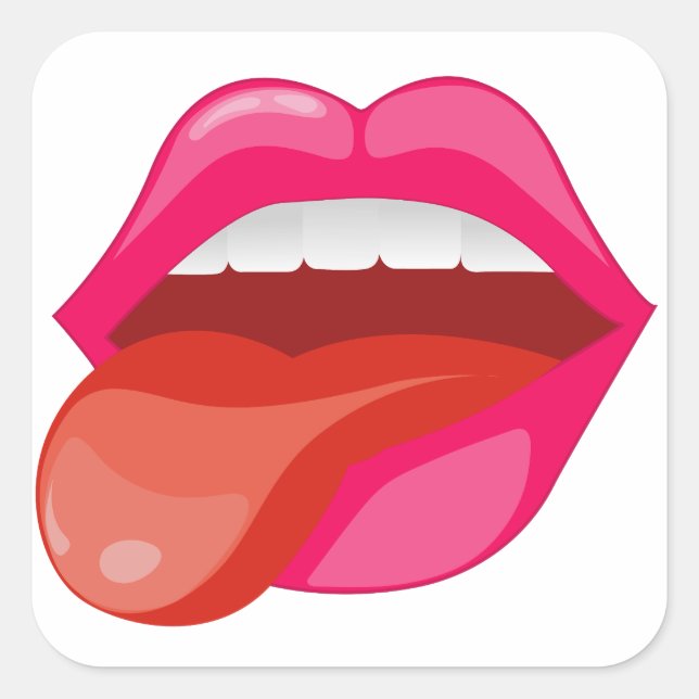 Pegatina Cuadrada Sticendo la lengua (Anverso)