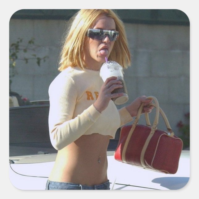 Pegatina Cuadrada Sticker Britney Paparazzi (Anverso)