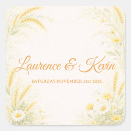 Pegatina Cuadrada Sticker carré Elegant Botanical Wedding