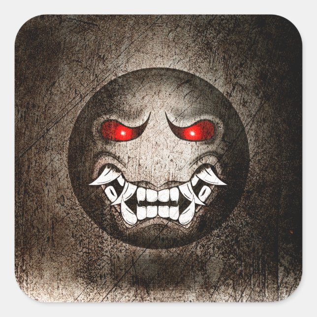 Pegatina Cuadrada Sticker Carré Samouraïmoji Vintage (Anverso)