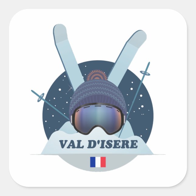 Pegatina Cuadrada Sticker Carré Val d'Isère Station de ski (Anverso)