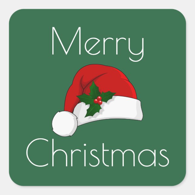 Pegatina Cuadrada Sticker de Navidad Santa Hat HAMbyWG (Anverso)