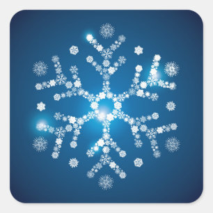 Pegatina Cuadrada Sticker de Navidad-Snowflake