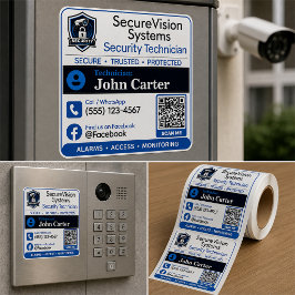 Pegatina Cuadrada Sticker for Security Technician | Alarm Service QR