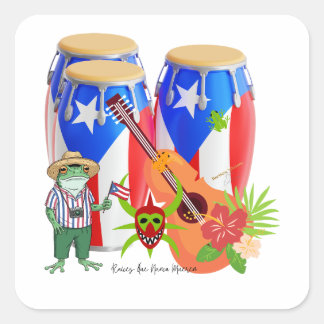 Pegatina Cuadrada Sticker - Puerto Rican Cultural Design