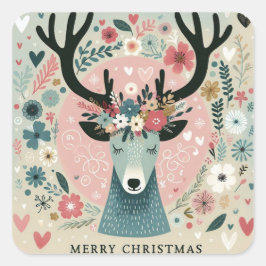 Pegatina Cuadrada Sticker “Renne de Noël“