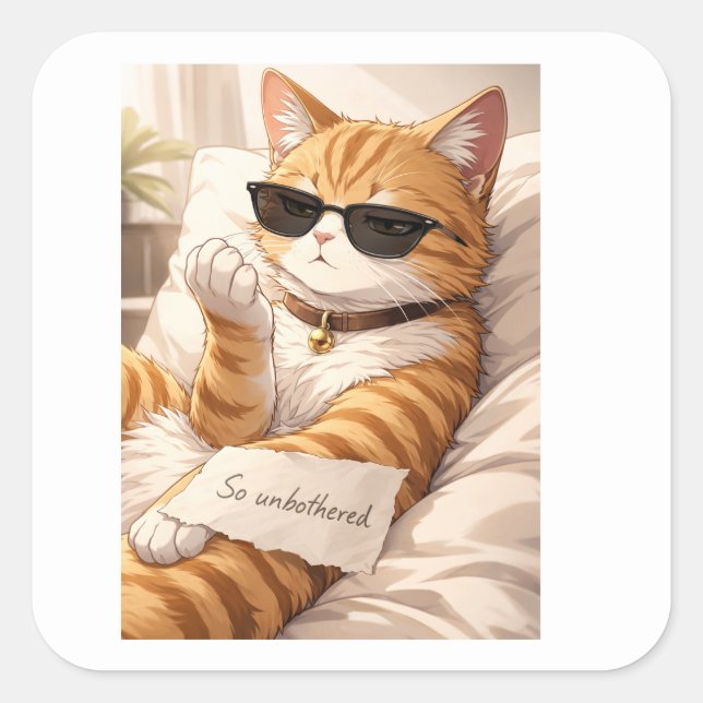 Pegatina Cuadrada StickerFAFO – So Unbothered Cat (Anverso)