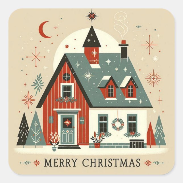 Pegatina Cuadrada Stickers carrés de Noël (Anverso)