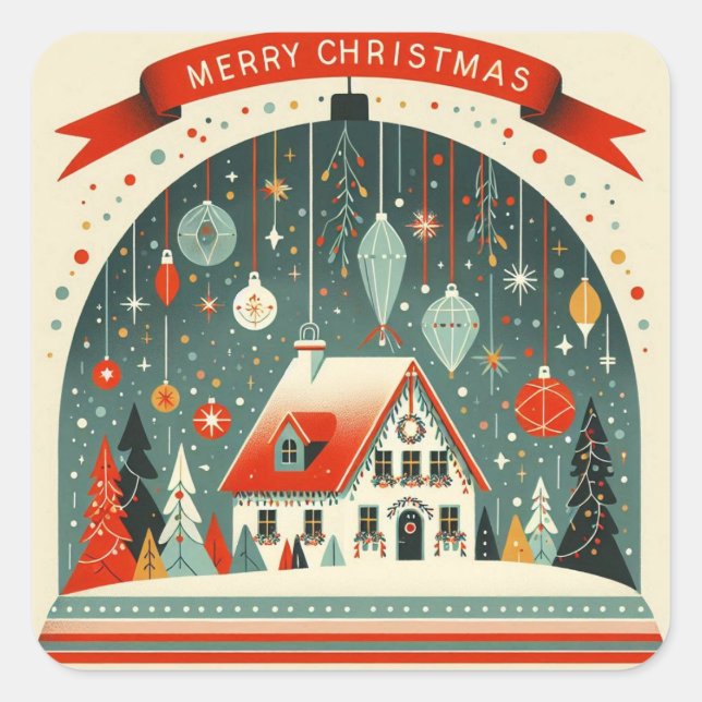Pegatina Cuadrada Stickers carrés de Noël (Anverso)