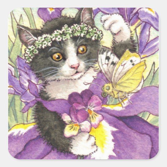 Pegatina Cuadrada stickers holandeses Iris Kitten (Anverso)