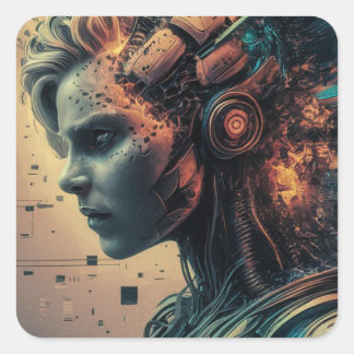 Pegatina Cuadrada Stickers Man Robot
