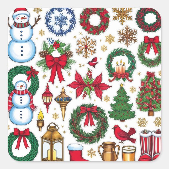 Pegatina Cuadrada stickers noel (Anverso)