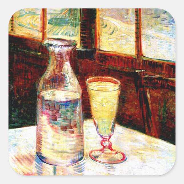 Pegatina Cuadrada Still Life Absinthe Van Gogh Bella Artes (Anverso)