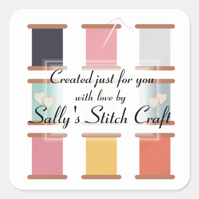 Pegatina Cuadrada Stitch y Sew (Anverso)