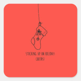 Pegatina Cuadrada Stocking up on holiday cheers!