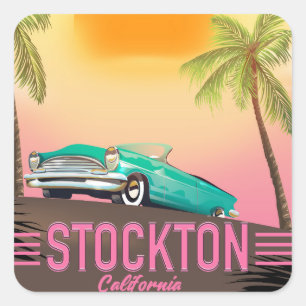 Pegatina Cuadrada Stockton California EE. UU.