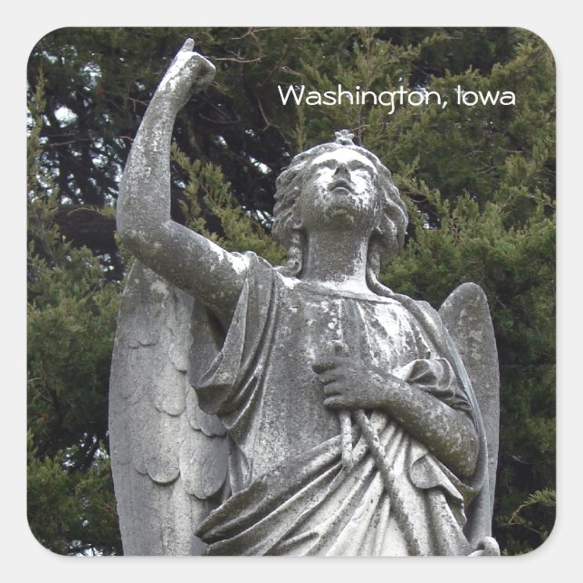 Pegatina Cuadrada Stone Angel, Washington, Iowa (Anverso)