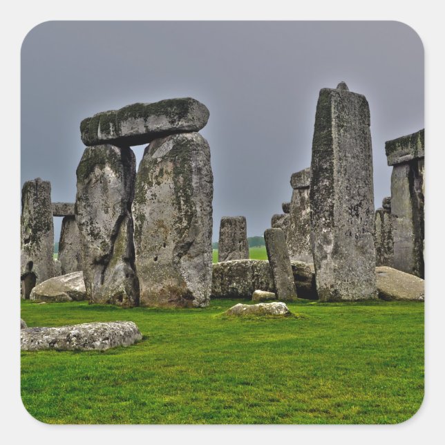 Pegatina Cuadrada Stonehenge, antiguo lugar histórico del poder (Anverso)