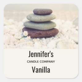 Pegatina Cuadrada Stones apilados Meditativo Cairn Candle Business