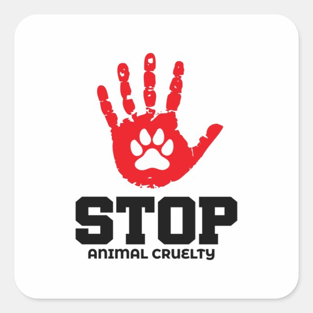 PEGATINA CUADRADA STOP ANIMAL CRUELTY - (Anverso)