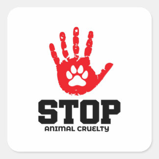 PEGATINA CUADRADA STOP ANIMAL CRUELTY -