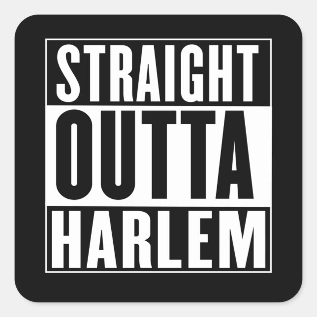 Pegatina Cuadrada Straight Outta Harlem (Anverso)