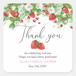 Pegatina Cuadrada Strawberry Bridal Shower