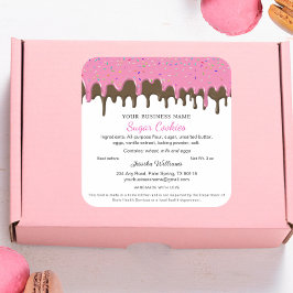 Pegatina Cuadrada Strawberry & Chocolate Frosting Drip Cottage Law