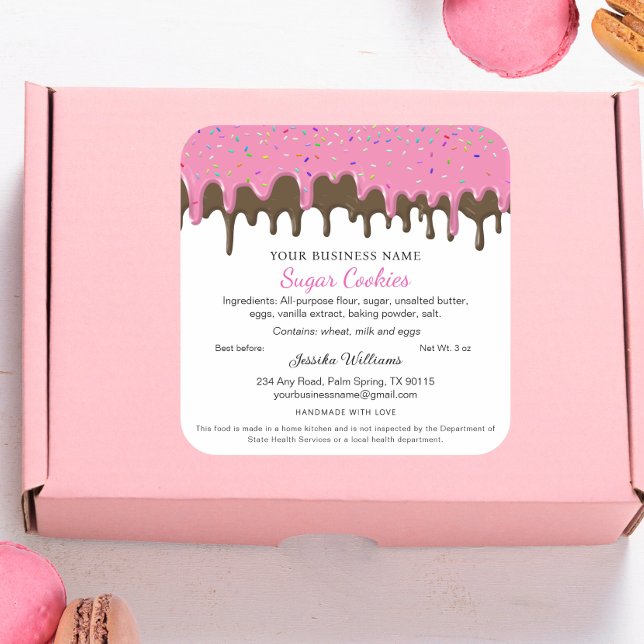 Pegatina Cuadrada Strawberry & Chocolate Frosting Drip Cottage Law (Subido por el creador)