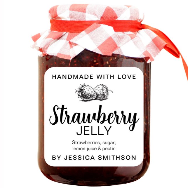 Pegatina Cuadrada Strawberry Jelly Jam Homemade label STRAW01sq (Subido por el creador)