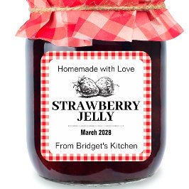Pegatina Cuadrada Strawberry Jelly Jam Homemade label STRAW02sq