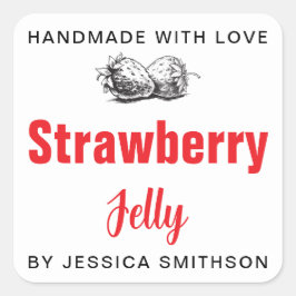 Pegatina Cuadrada Strawberry Jelly Jam Homemade label STRAW03bsq