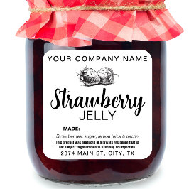 Pegatina Cuadrada Strawberry Jelly Jam Homemade label STRAW04sqB