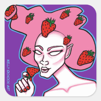 Pegatina Cuadrada Strawberry Lover