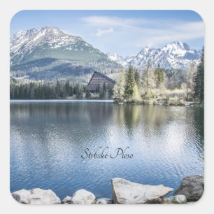 Pegatina Cuadrada Strbske Pleso, High Tatras, Eslovaquia,